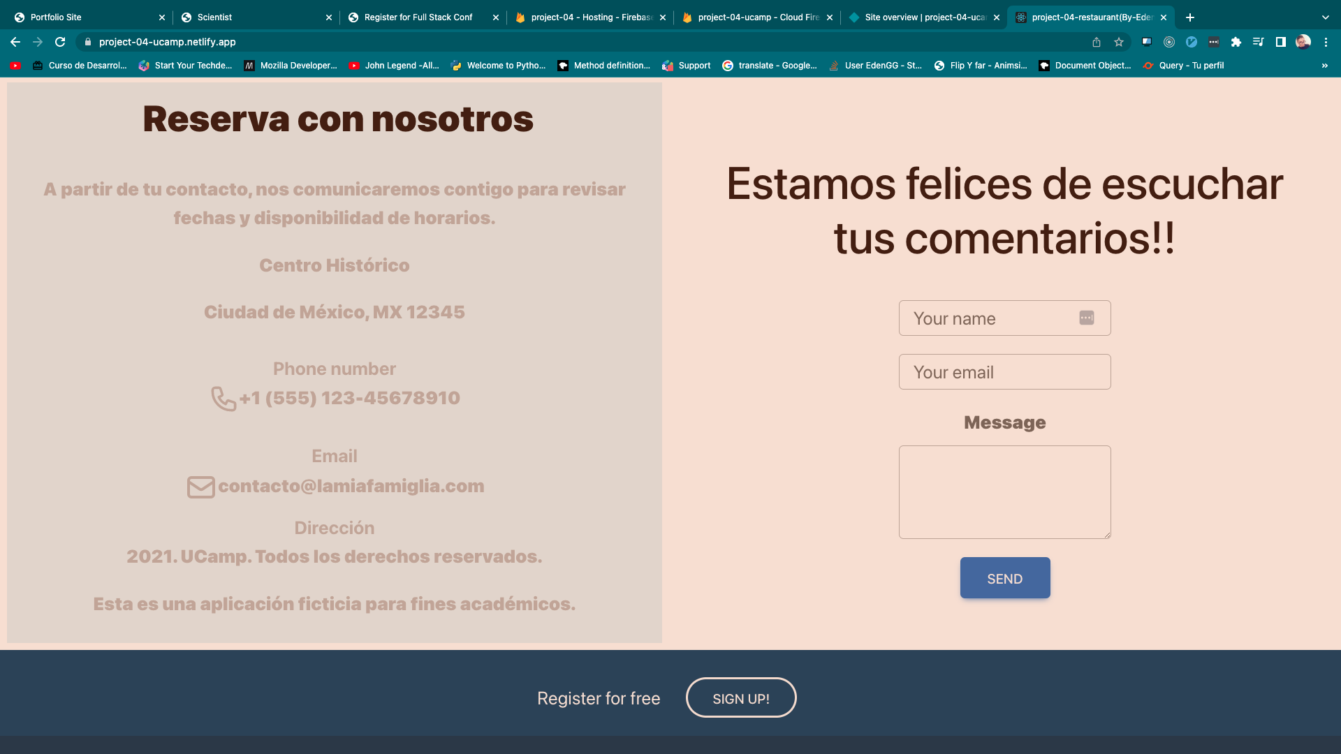 Restaurant App using React.js and Firebase